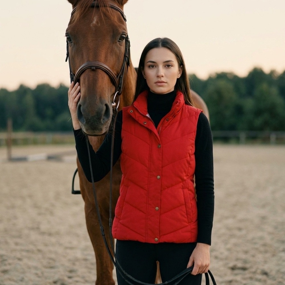Gap Winter Edition Y2k Red Puffer Vest Chevron Quilted Small Outdoors Cozy Cabin